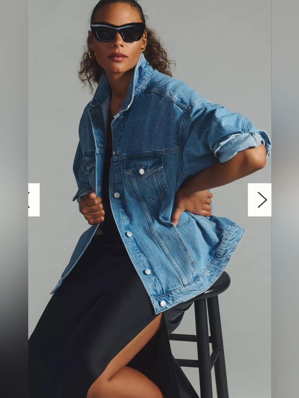 Pilcro Light Blue Oversized Denim Jacket - Picture 3 of 11